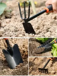 Soil shovel + five-tooth rake + dual-purpose nail rake hoe